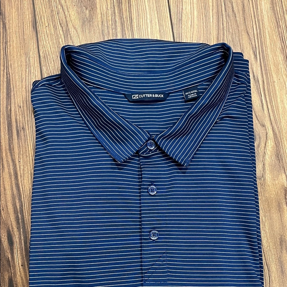 Cutter & Buck Navy 4XT/4TGL Striped Polo Shirt